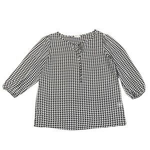 Pleione Black White Heart Sheer Blouse XL